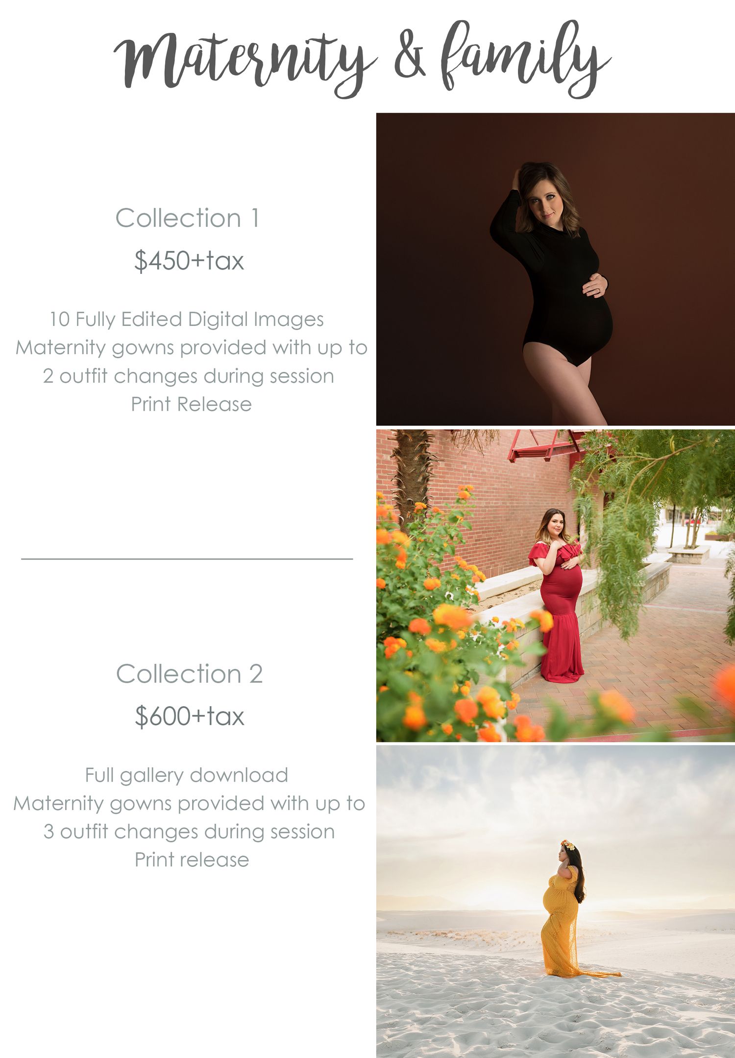maternity & family pricing