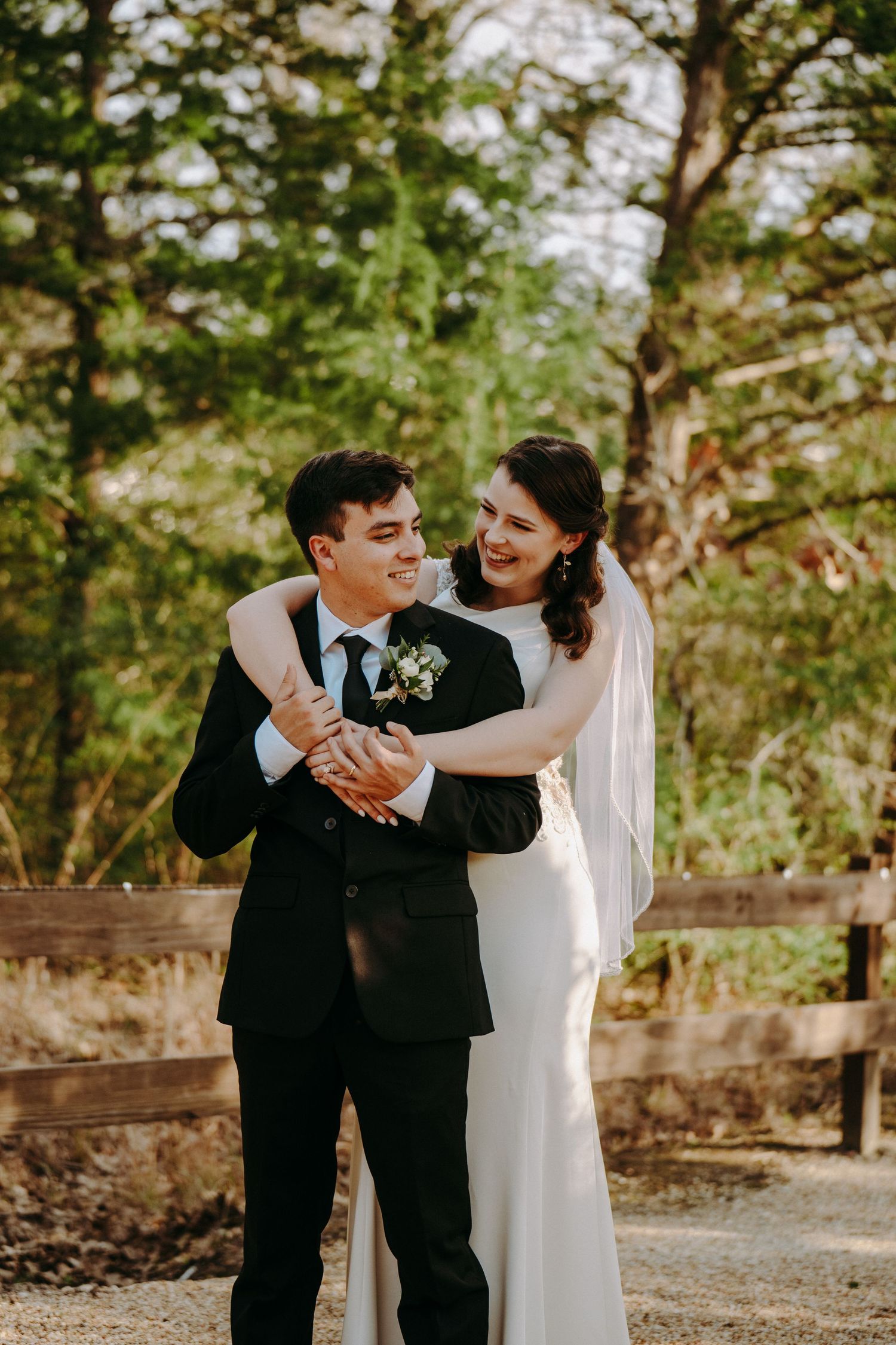 Portrait of a bride and groom at Peach Creek Ranch