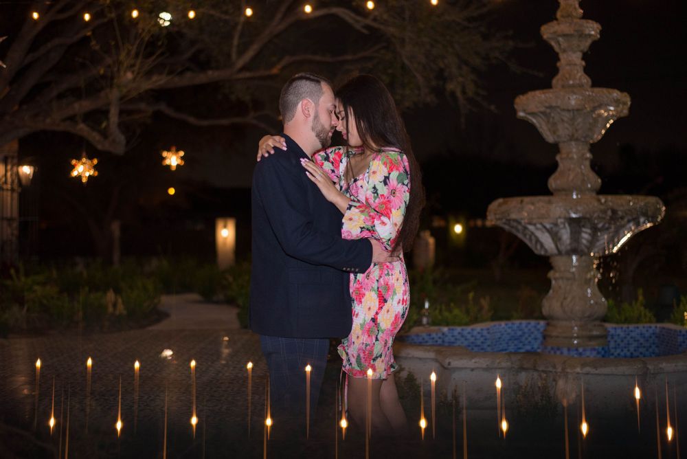 couple session after proposal. Hacienda Las Mariposas. McAllen, Texas. Wedding photographer