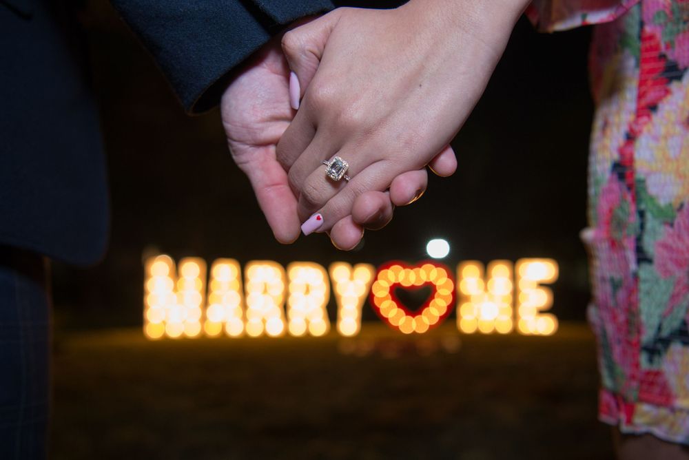 marry me led letters. engagement ring. Hacienda Las Mariposas. McAllen, Texas. Wedding photographer