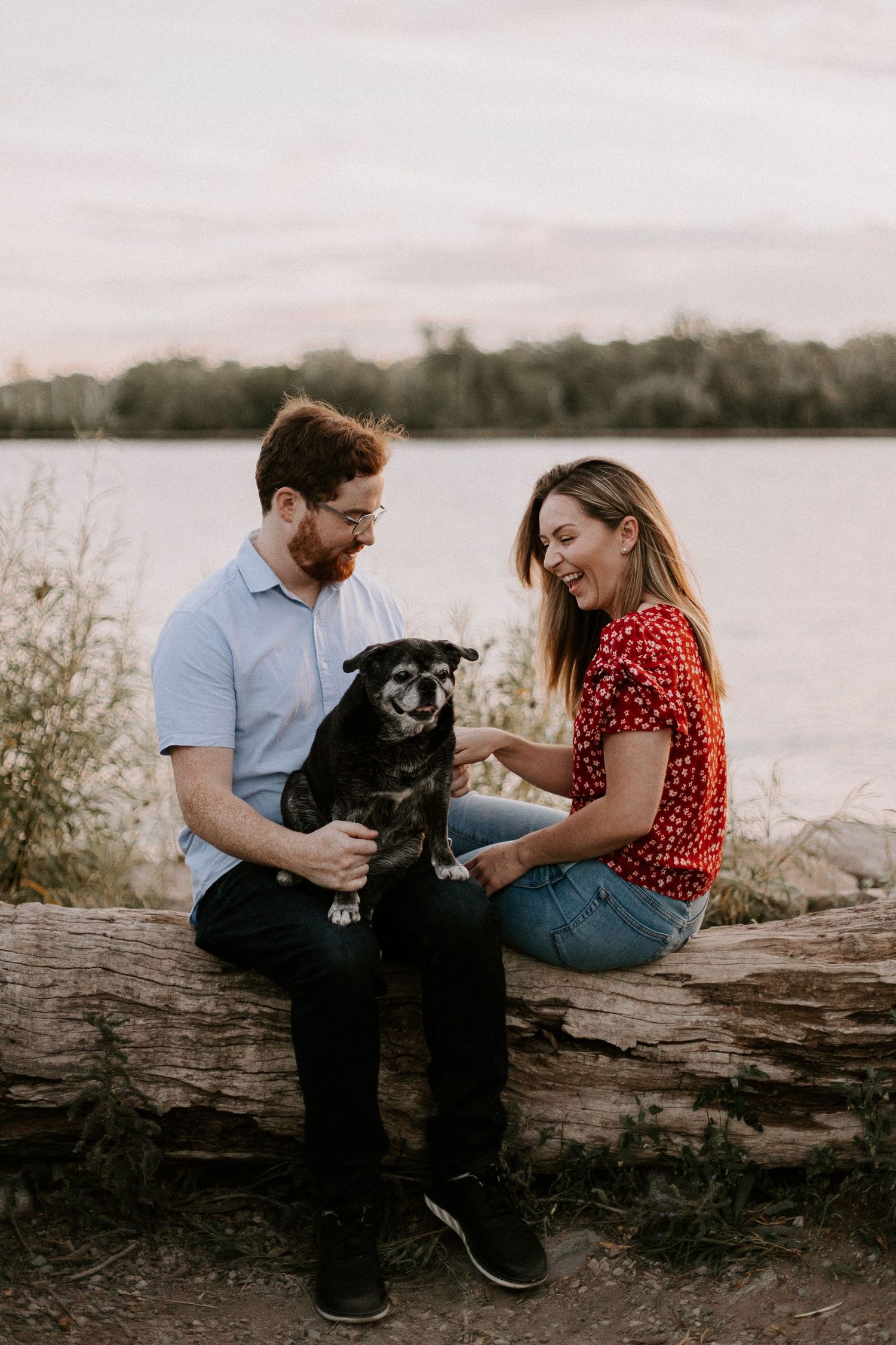 toronto engagement session photography cherry beach candid with dog
