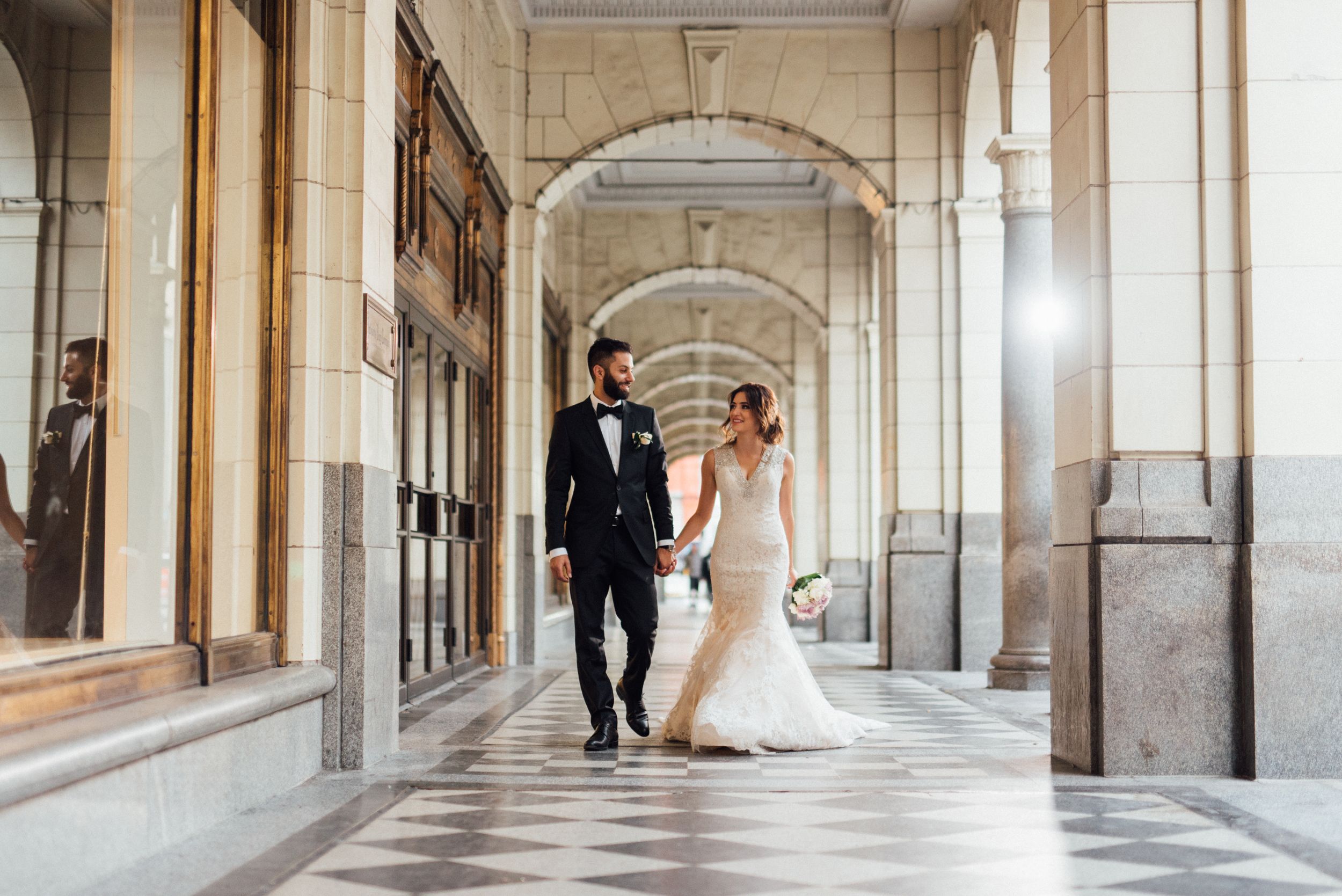 Calgary The Bay Wedding Day Couple