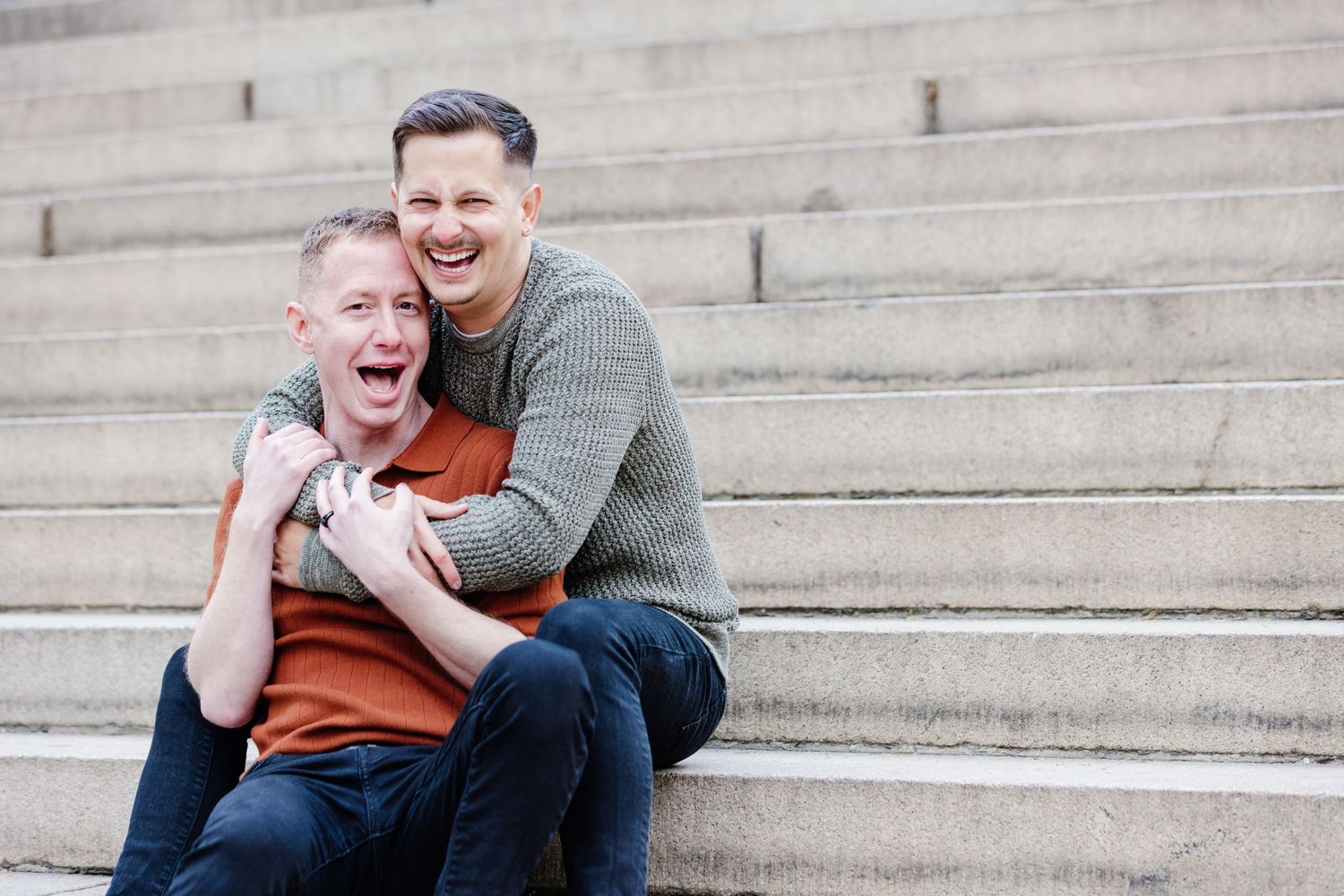 Engagement photo of Andrew and Eric, captured in Central Park, NYC, showcasing their love.