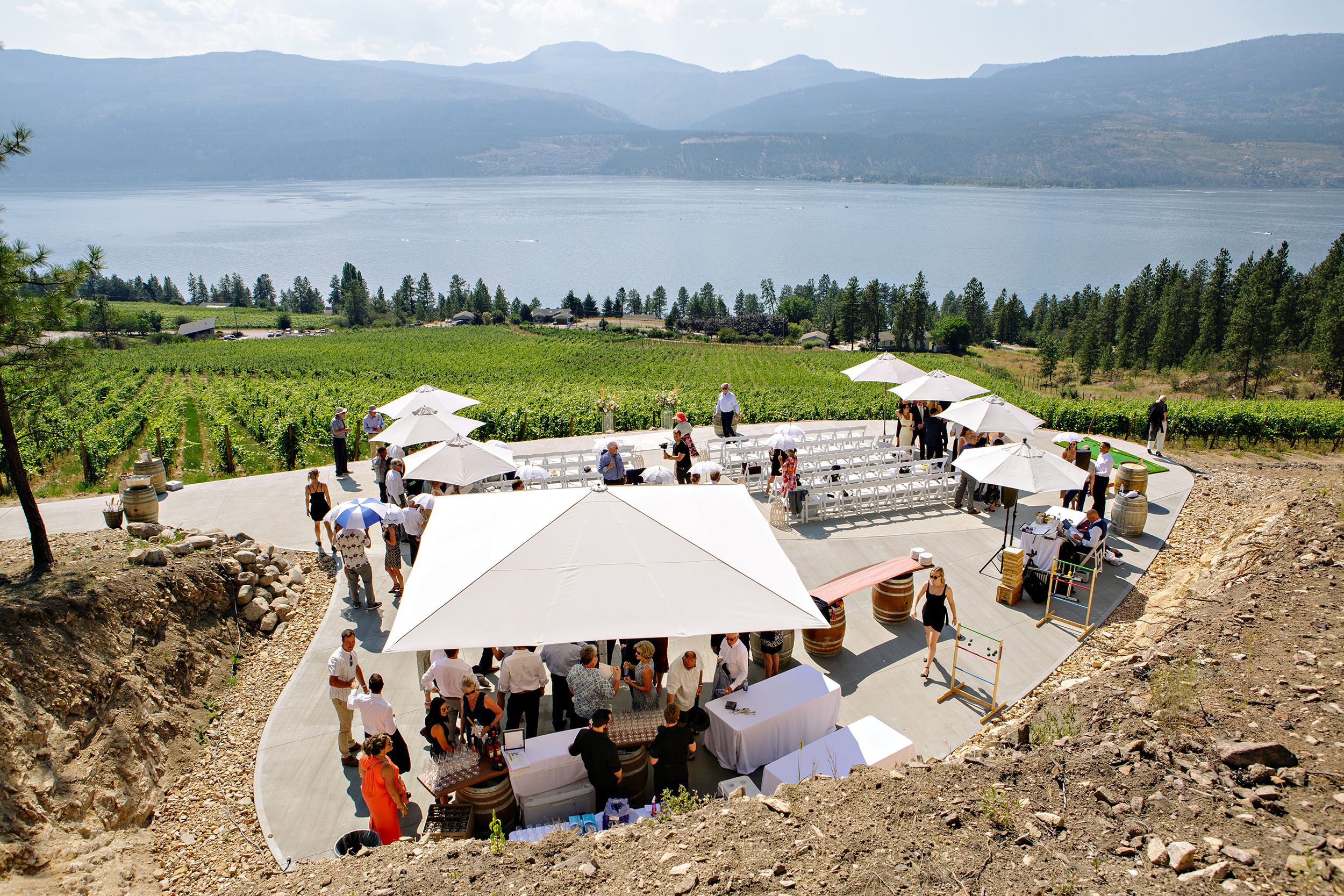 wedding ceremony setup at 50th Parallel Estate Winery