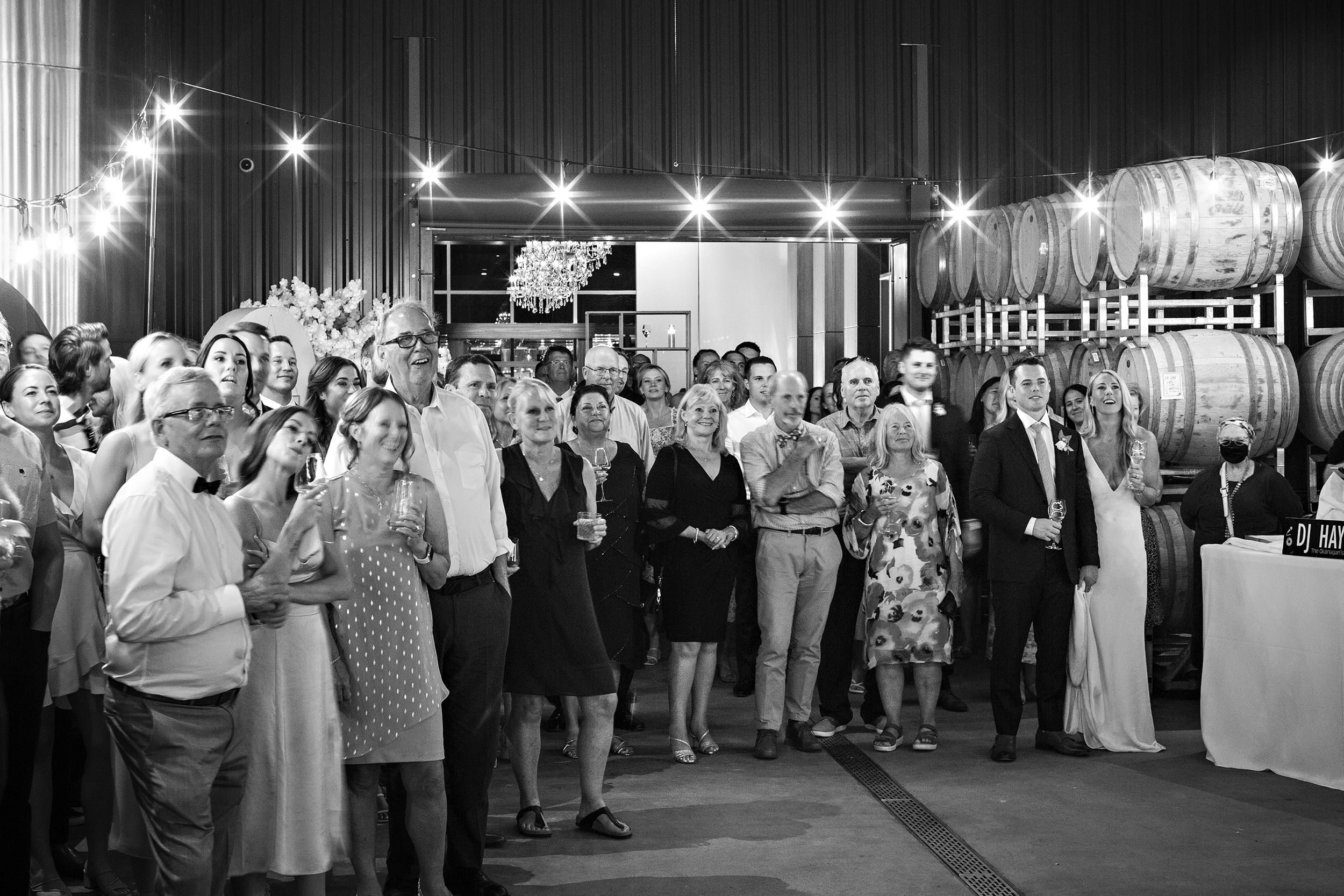 wedding reception in cellar