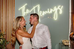 bride and groom party time