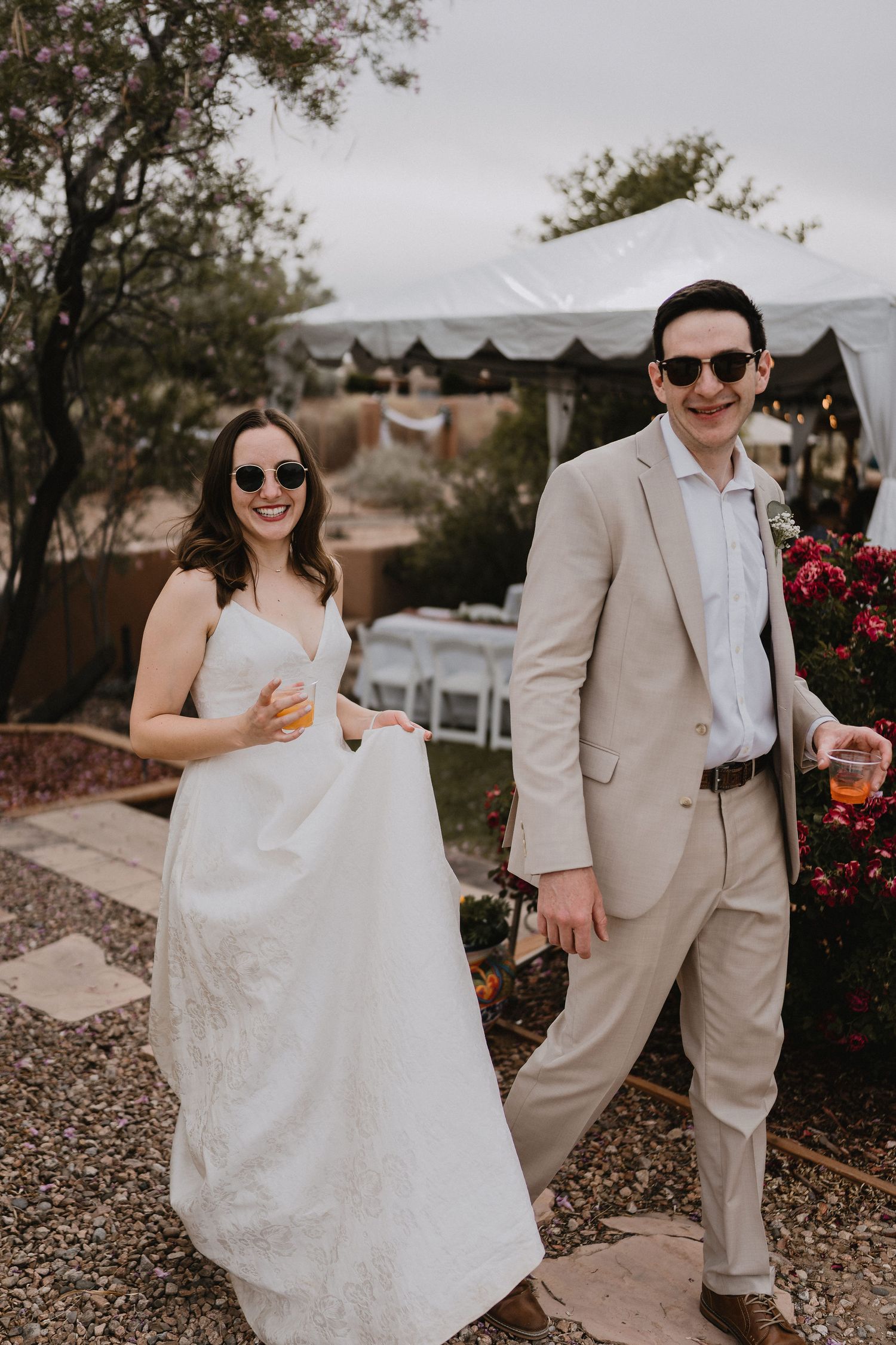 Backyard Wedding Bride and Groom Sunglassescinematic destination wedding photographer
