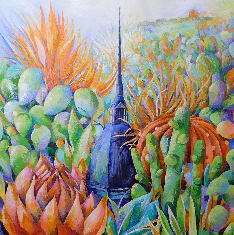 Mole Cactus: quadro ad olio su tela - vendita