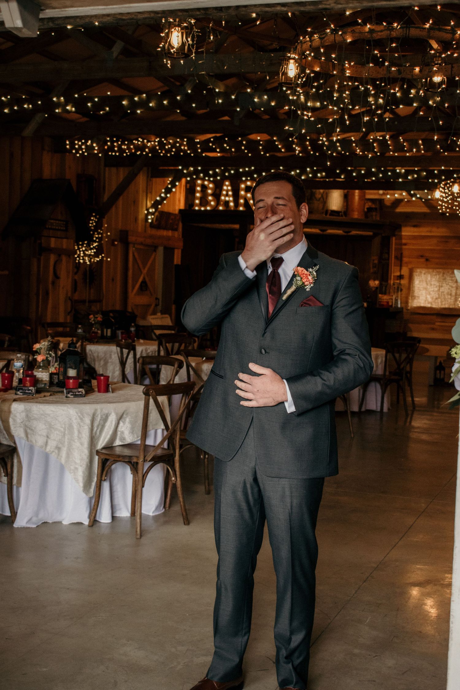 groom emotional reaction during wedding day first look