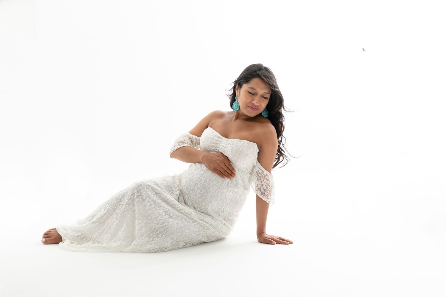Maternity Photography - White Dress with White Background - Dawn Talia Photography - Port Chester, NY