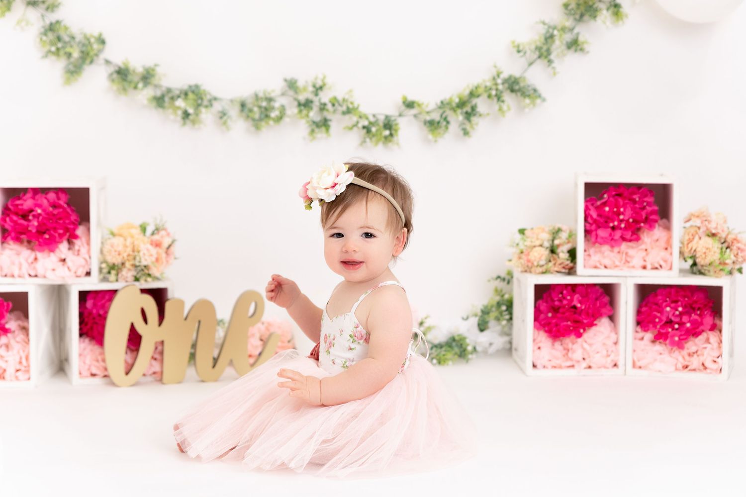Baby Girl - Floral Theme 1st Birthday Photography and Cake Smash Session - Port Chester, NY