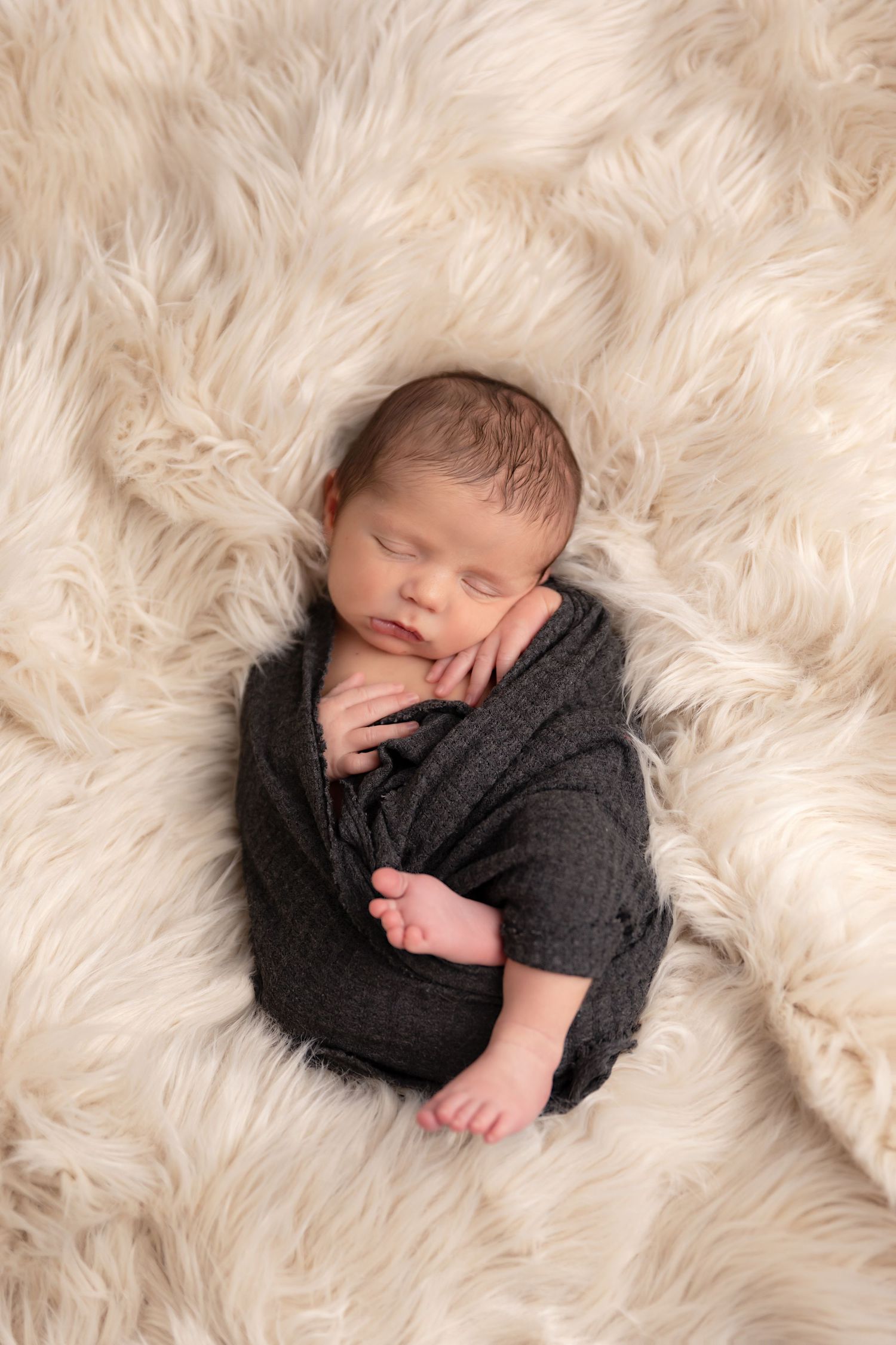 Newborn Photography - Baby Boy Gray Wrap  - Dawn Talia Photography - Port Chester, NY