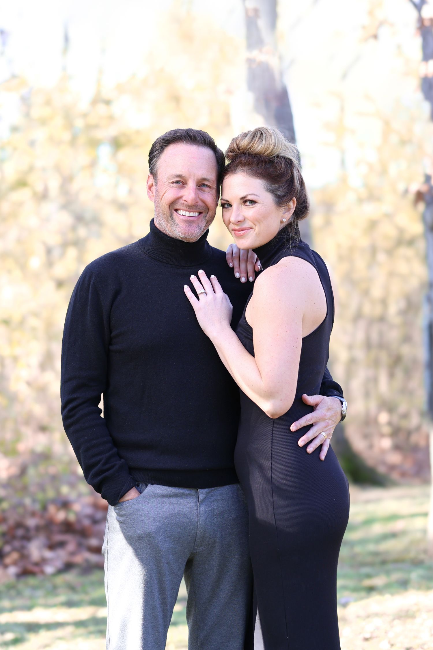 Couple portrait in the woods in November.