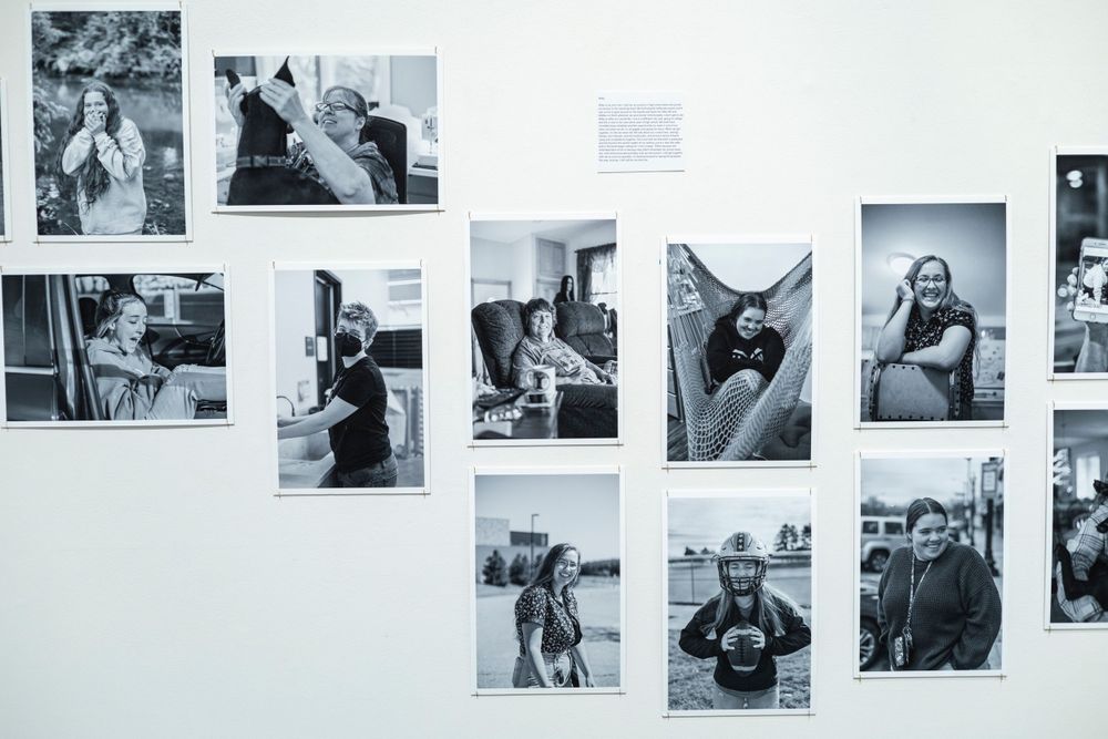 Collection of candid black and white photographs displayed in a scattered gallery arrangement.
