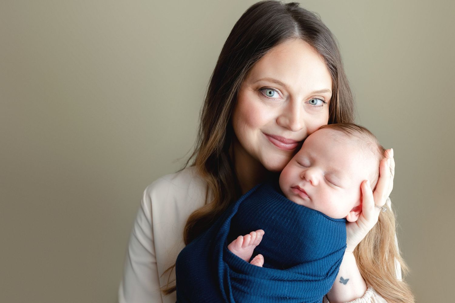 Mom with newborn son. Greenville sc newborn photographer, Easley sc newborn photographer, Upstate newborn photographer.