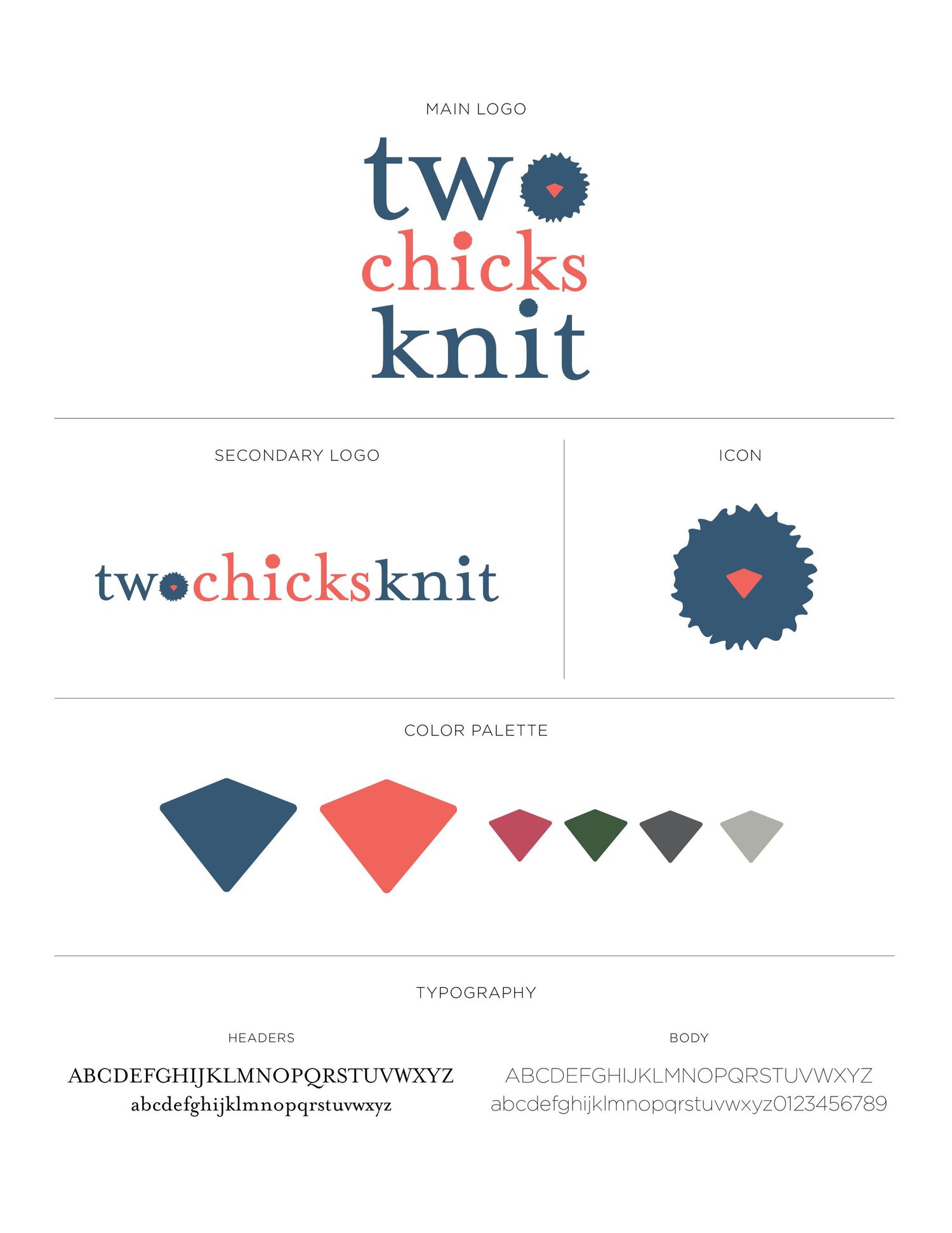 Two Chicks Knit brand sheet