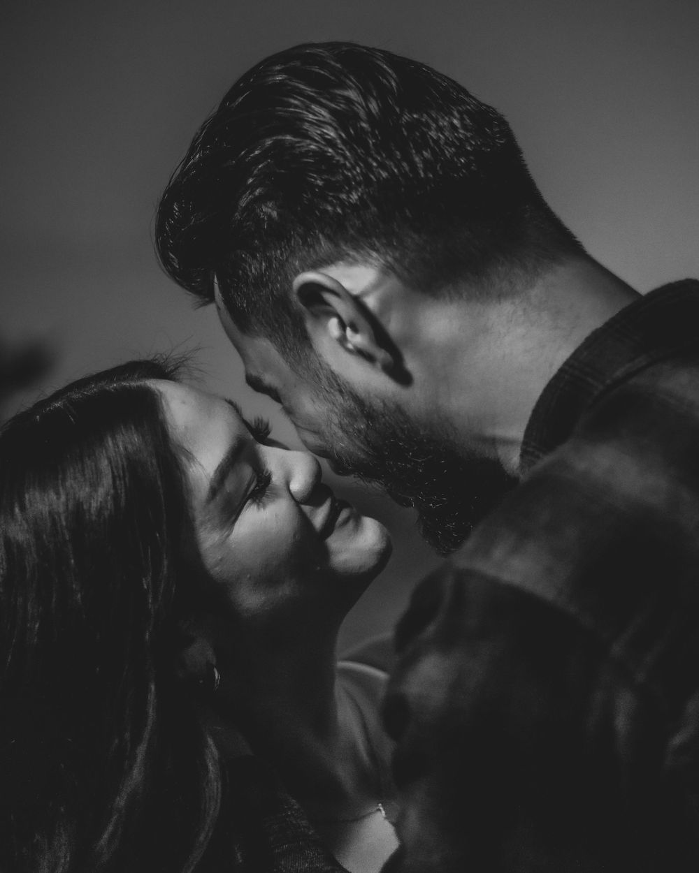 Dramatic black and white engagement photography in southern California