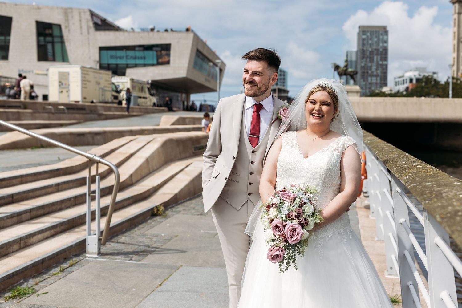 Wedding couple brides and groom relaxed photos