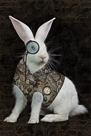 Down the rabbit hole, the white rabbit