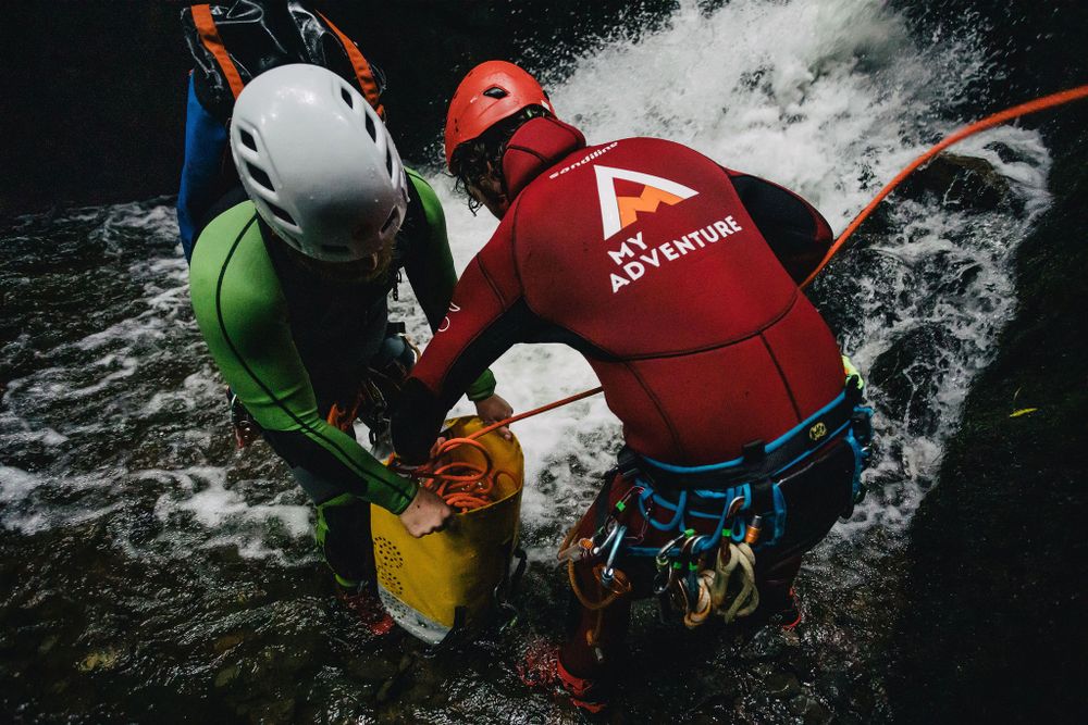 My Adventure canyoneers pack rope into bag