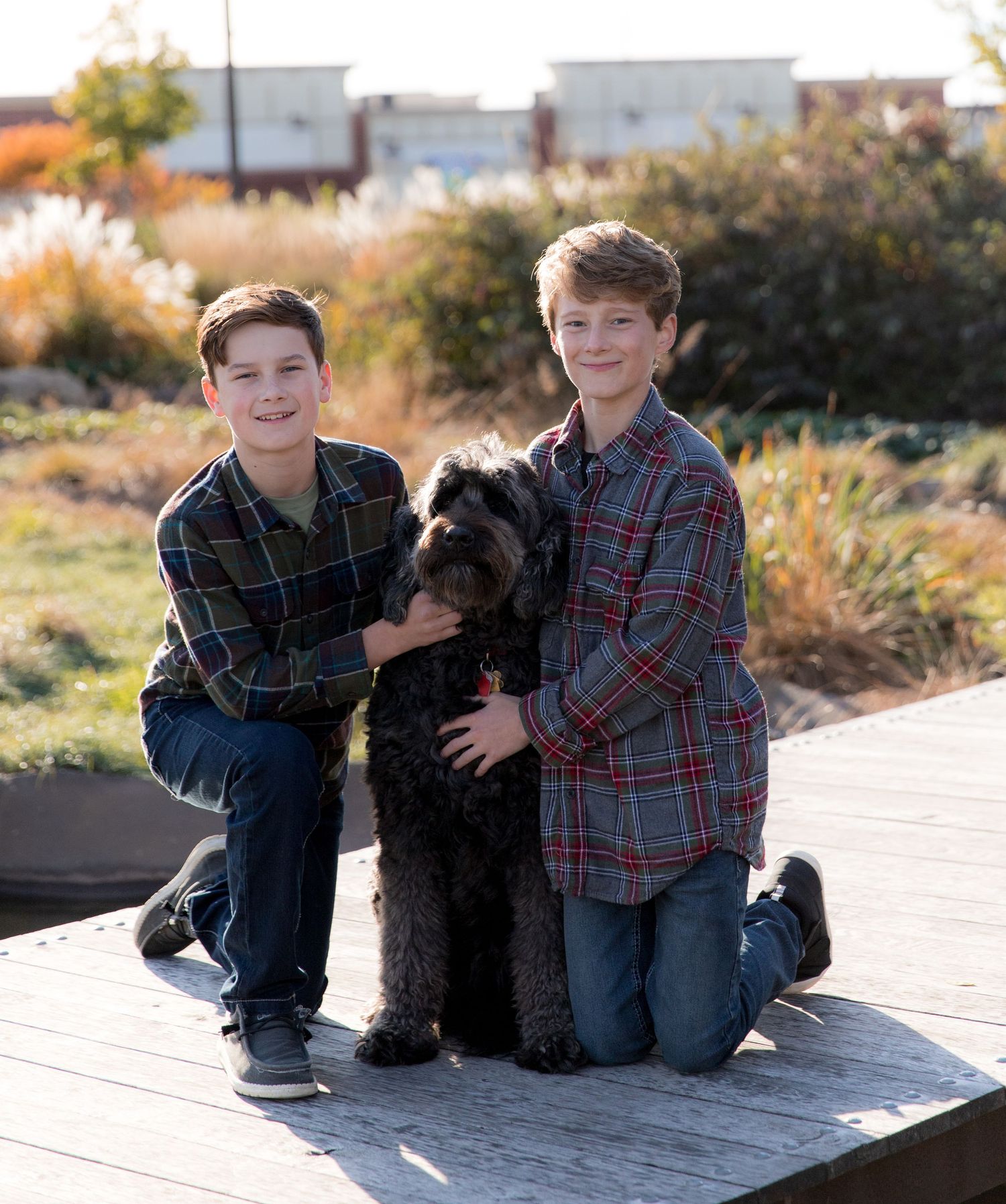 kids with their dog