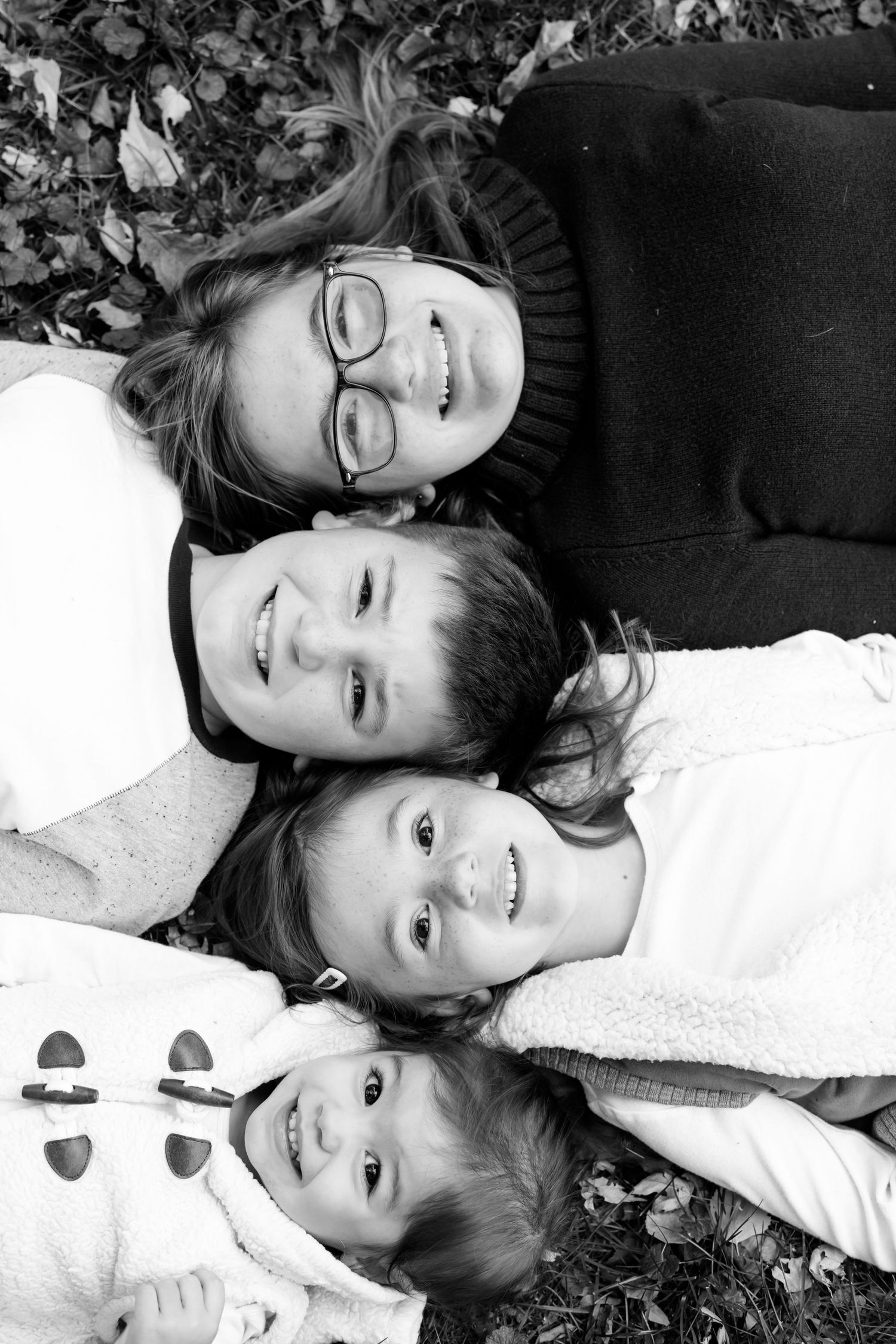 Kids laying for photo
