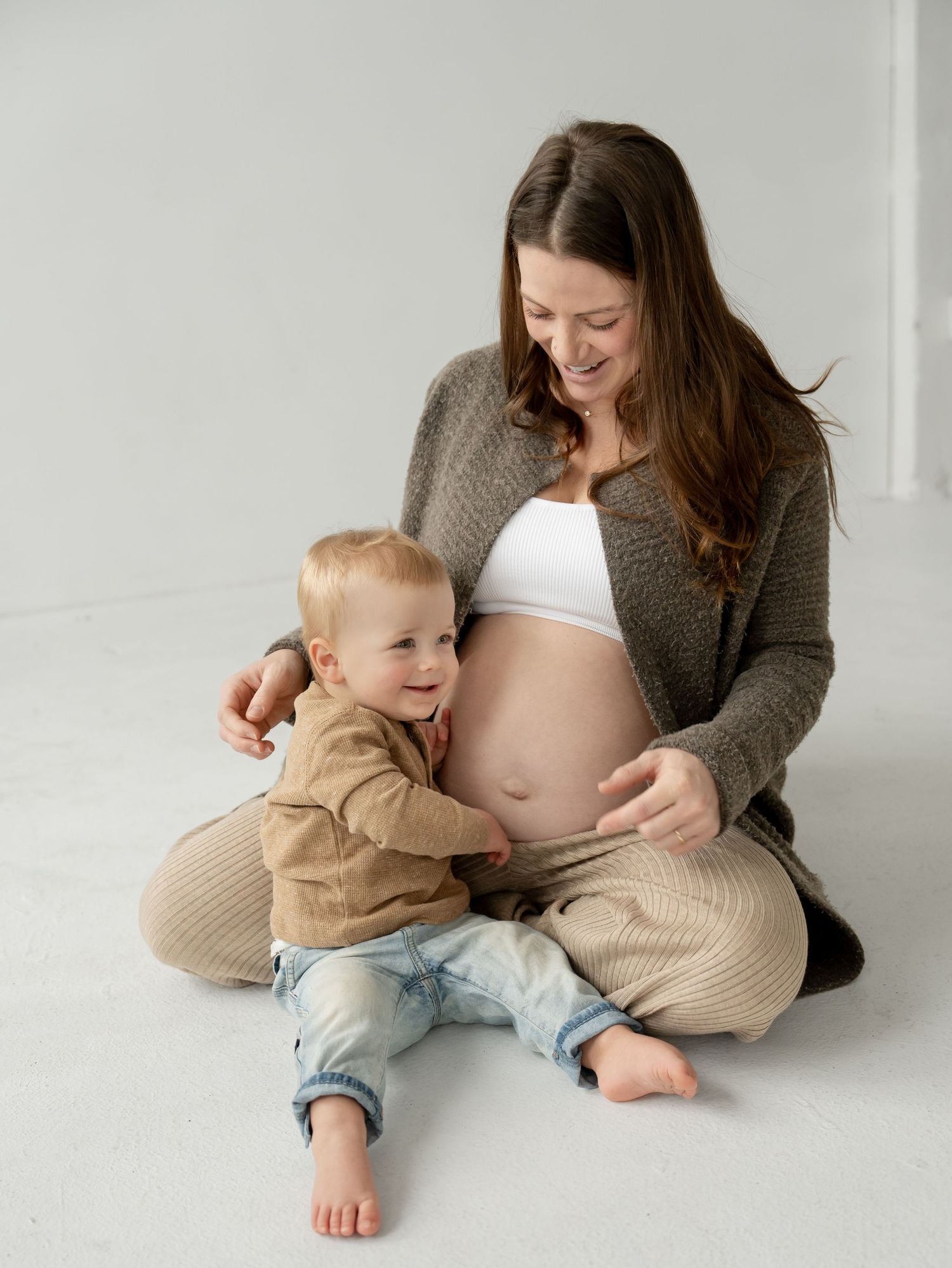 Mom and son having a moment