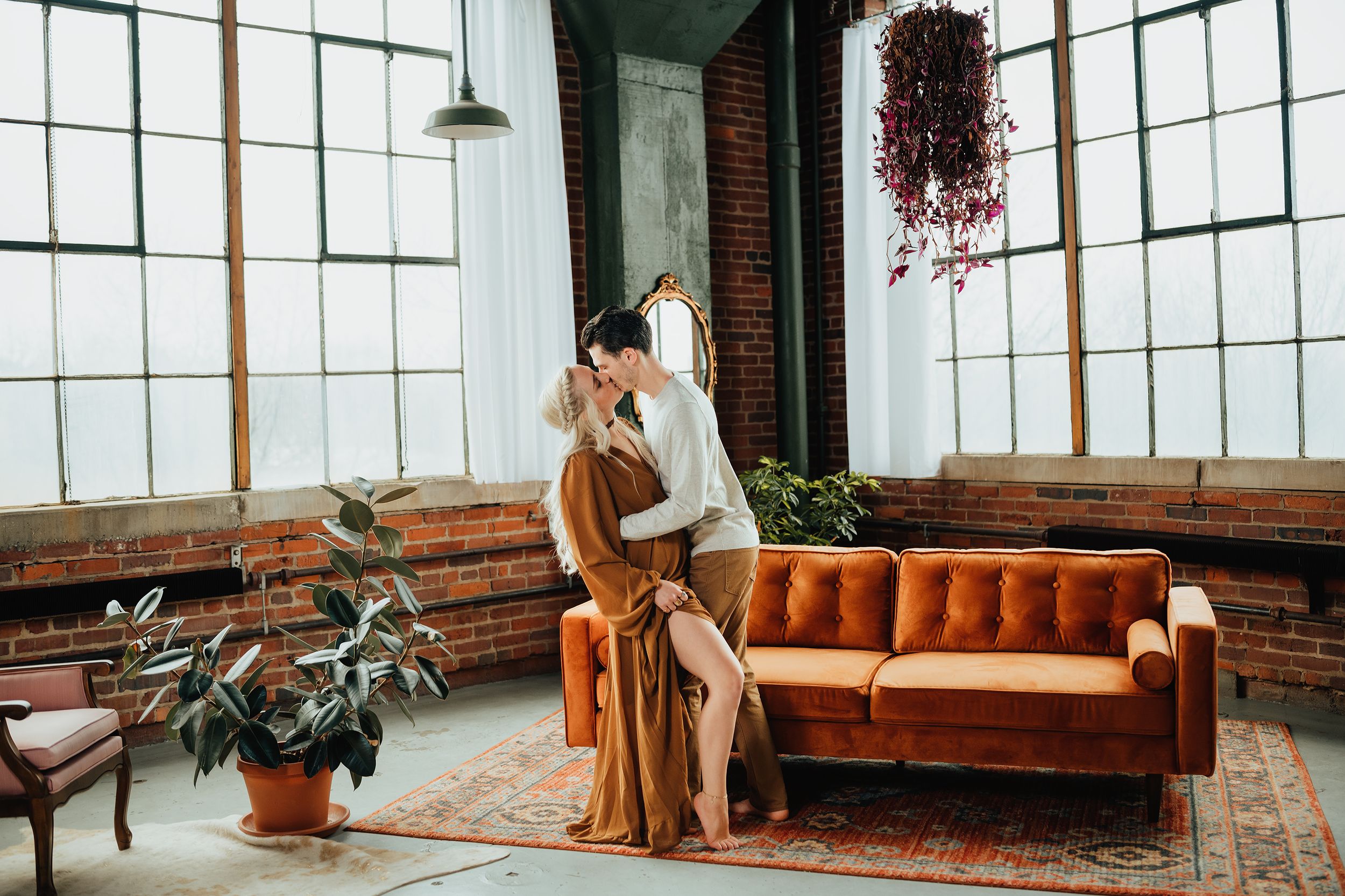 Engaged couple kissing in Akron Ohio captured by Jessica Hepp Photography