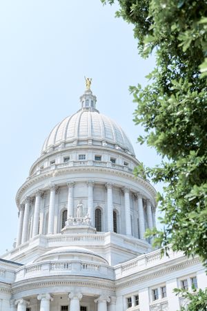 Madison Capitol building summer day wedding detail. Classic and film-inspired wedding photography in Madison, Wisconsin.