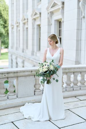 Bride portrait Wisconsin State Capitol building. Classic and film-inspired wedding photography in Madison, Wisconsin.