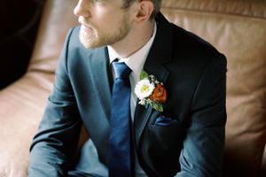 Indoor chic groom portrait. Classic and film-inspired wedding photography in Madison, Wisconsin.