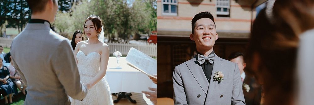 Emotional wedding ceremony moments captured in a garden setting.