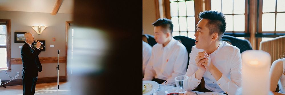Wedding reception candid moments captured in split image composition.
