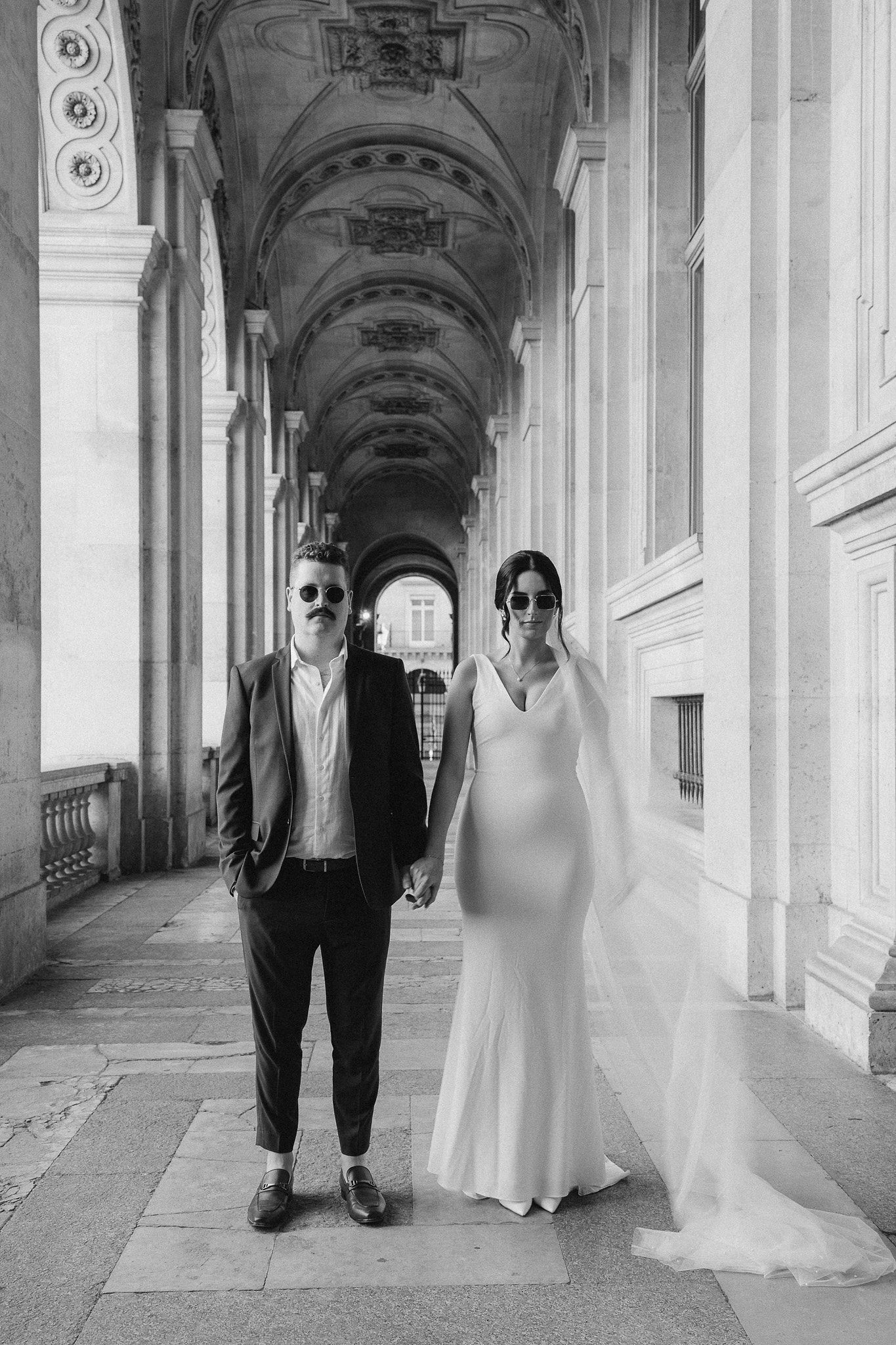 Couple at their venue during their elopement in Paris