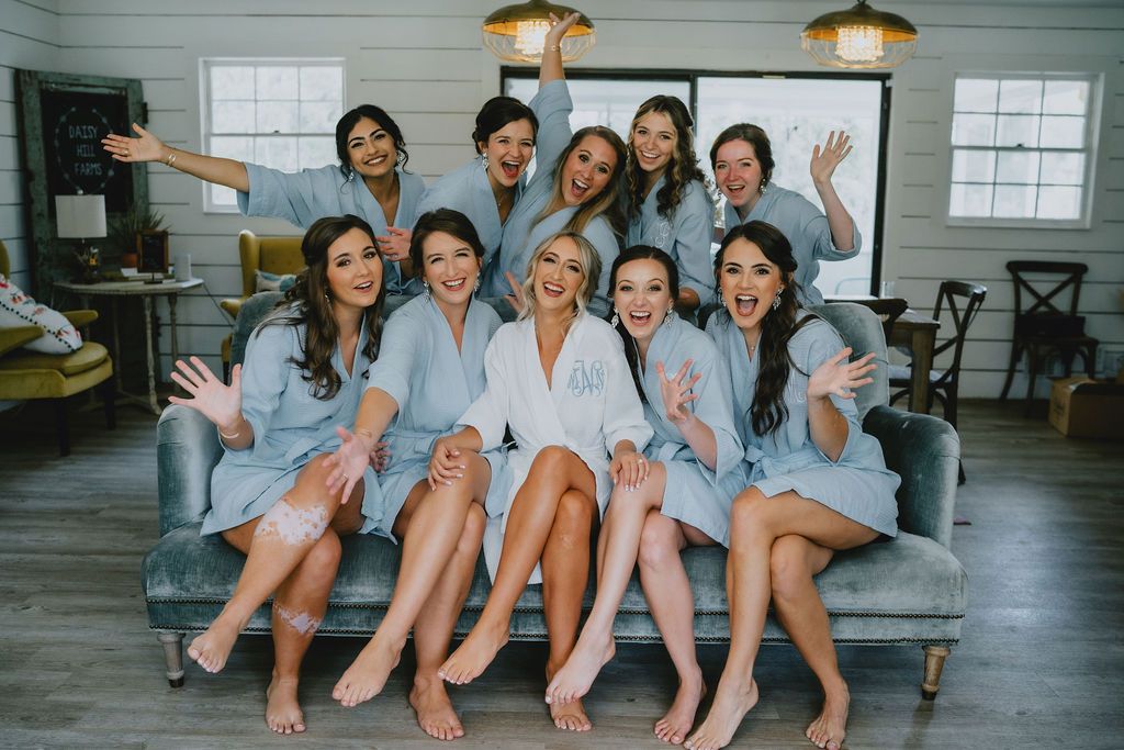 bridesmaids having fun at daisy hill venue