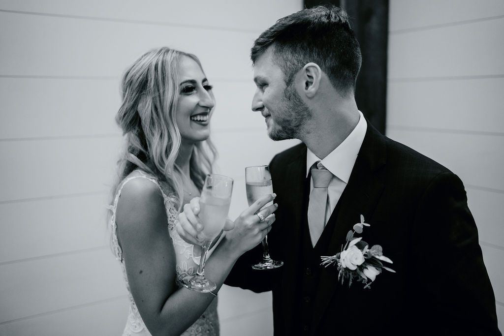 bride and groom cheering
