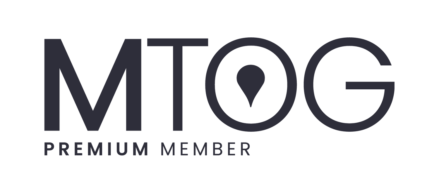 MTOG Premium Member logo in black with location pin icon design.