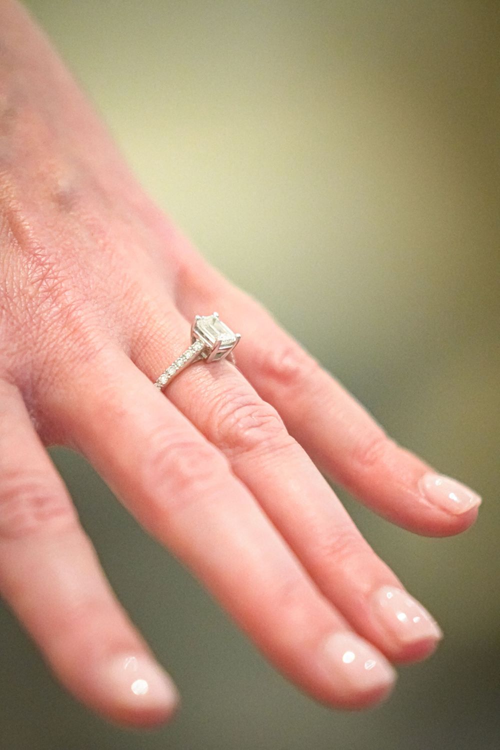 A close up photo of the beautiful engagement ring