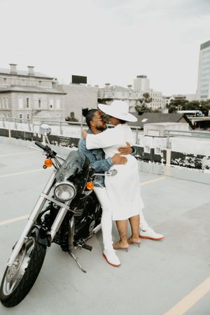 engagement session with motorcycle