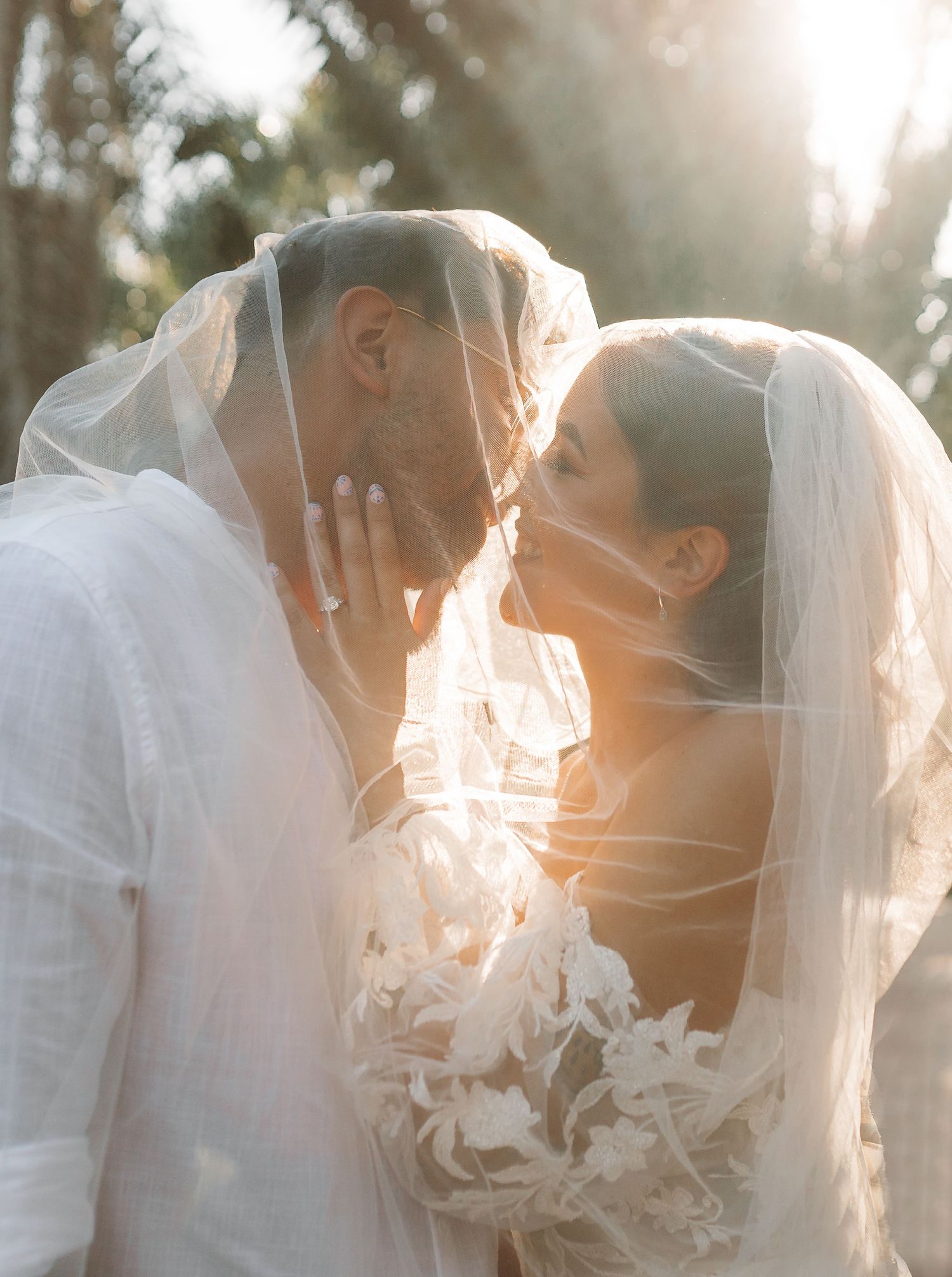 Bride and groom portrait tropical destination wedding