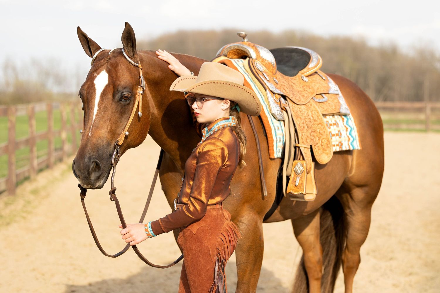 ava and hooley - a chestnut quarter horse