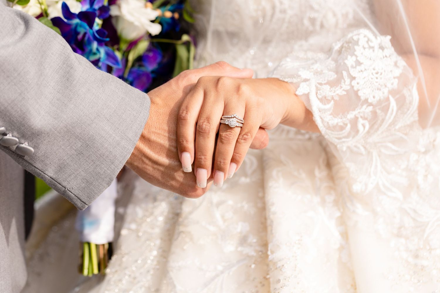 set of engagement and wedding rings