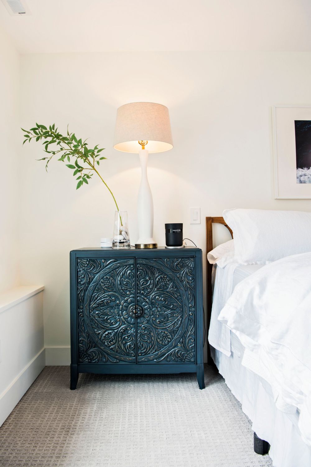 Blue bedside cabinet