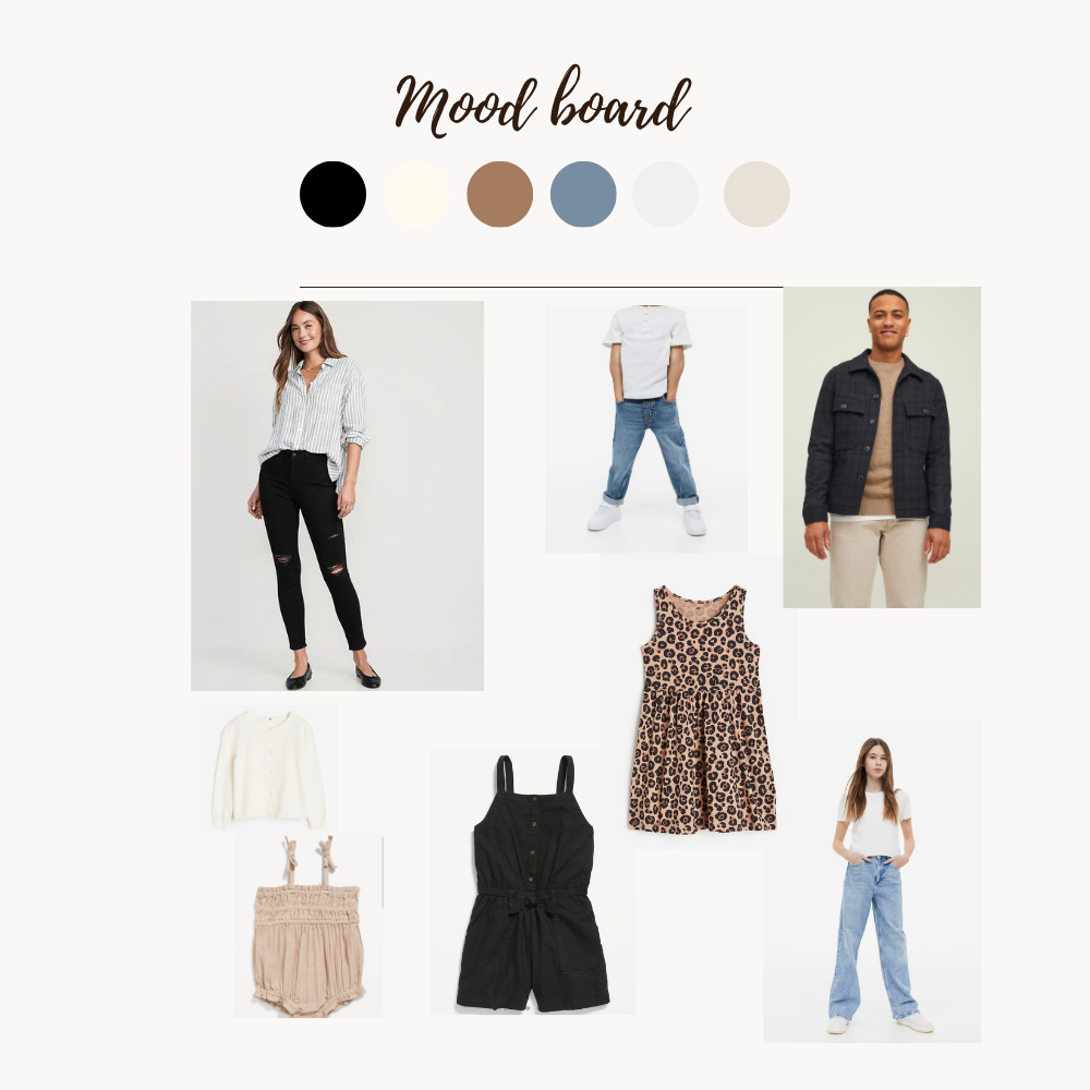 Casual neutral colour story: outfit ideas for spring & summer family photos in Calgary Alberta 2023.