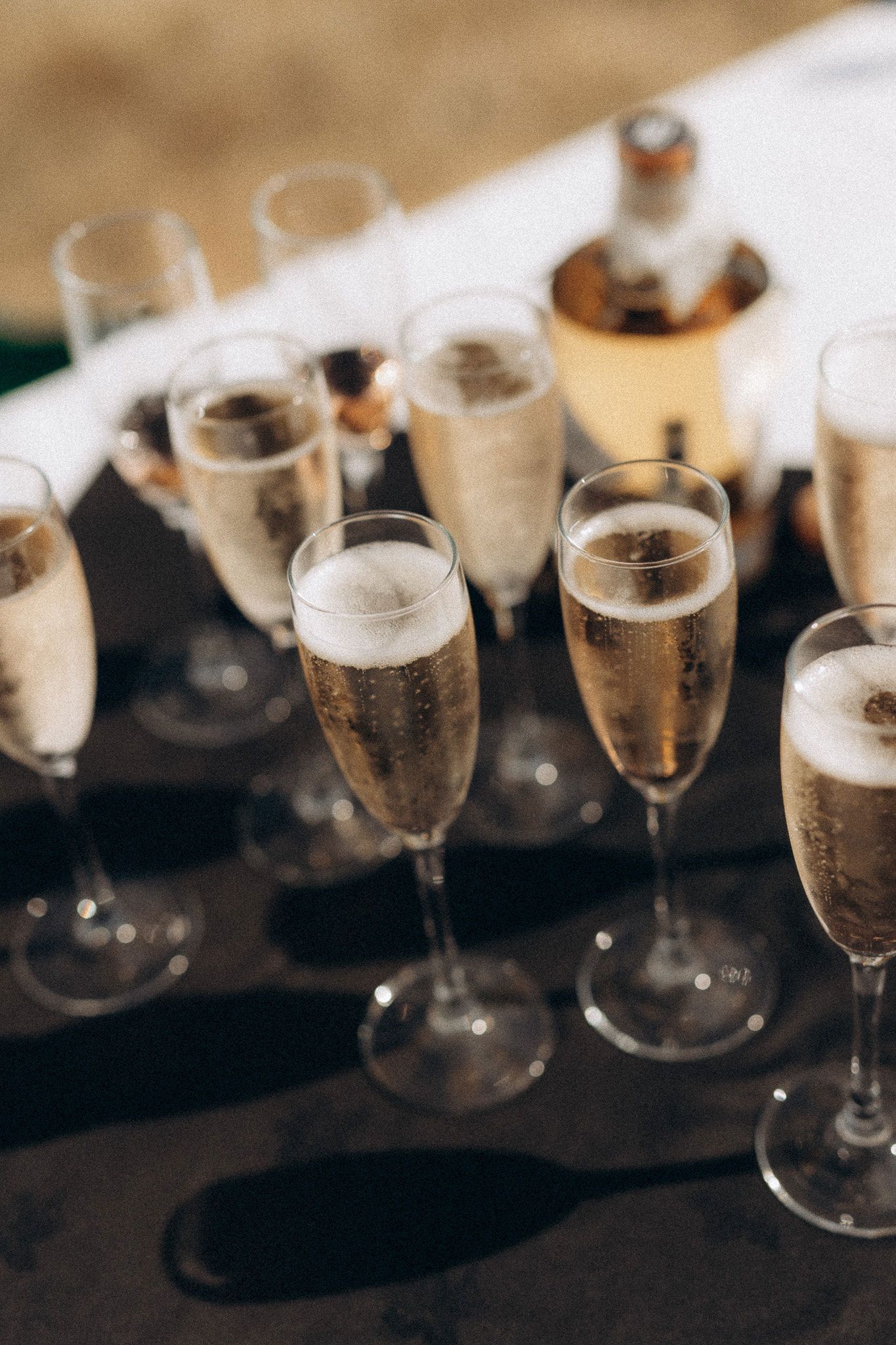 Documentary-style wedding photography of the champagne
