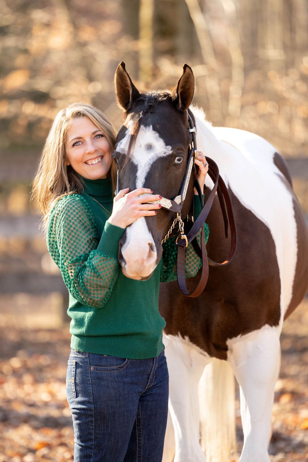 woman and her paint mare