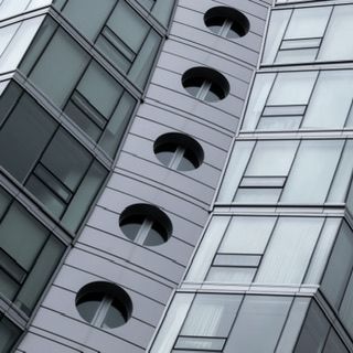 Modern apartment tower photographed from below, urban architecture, Vancouver photographer