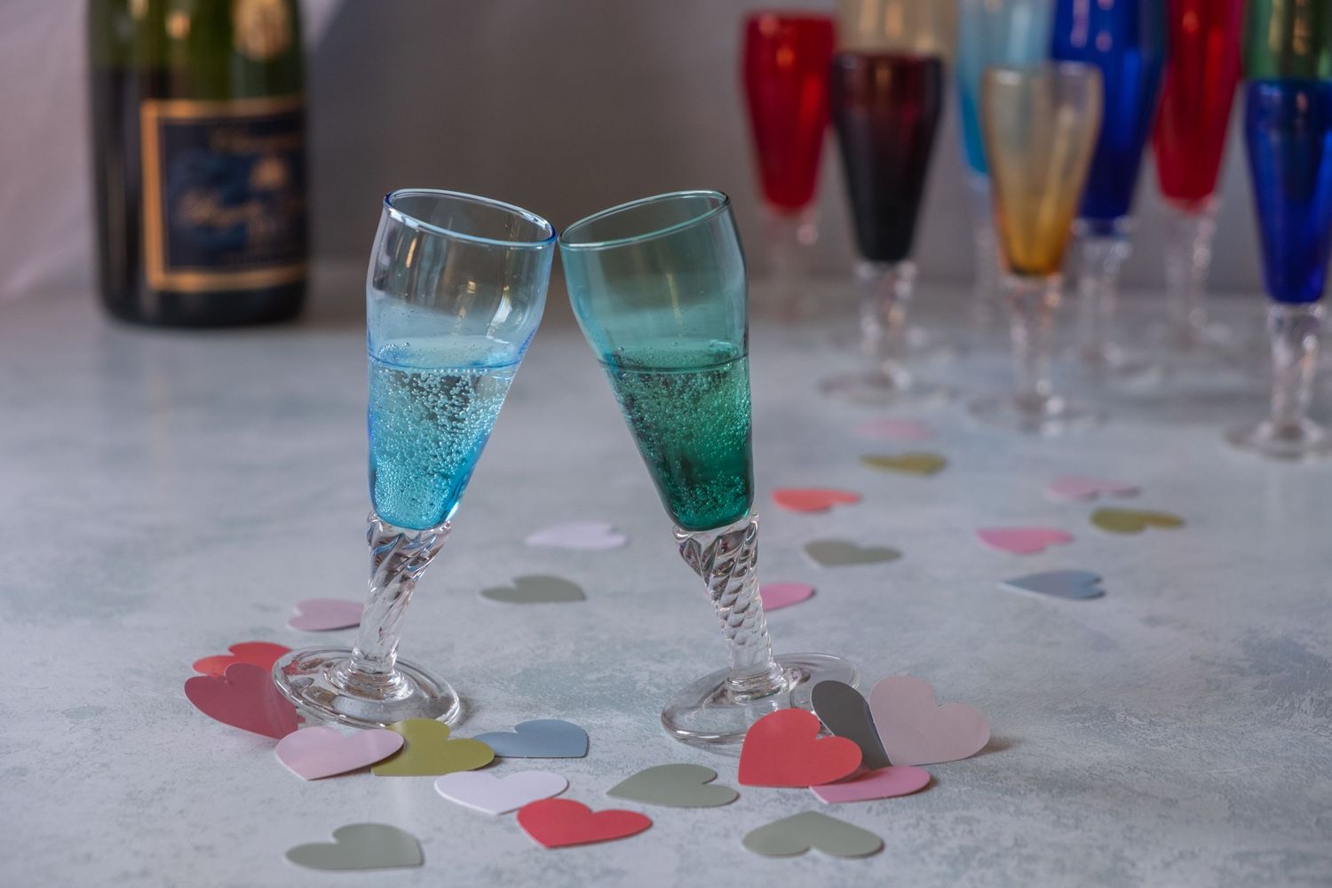 Cheers, clinking glasses of champagne to celebrate