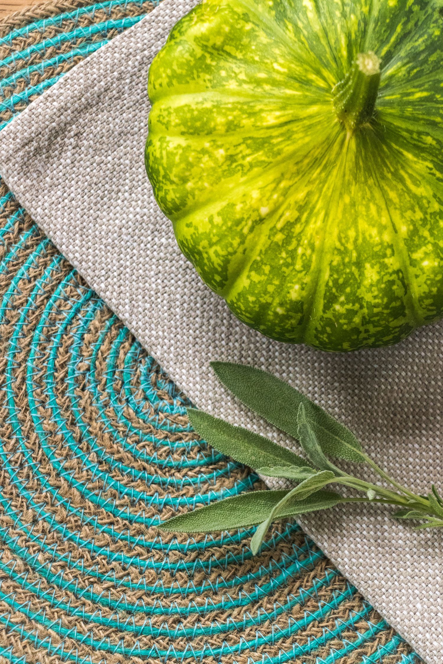 organic squash and sage leaves