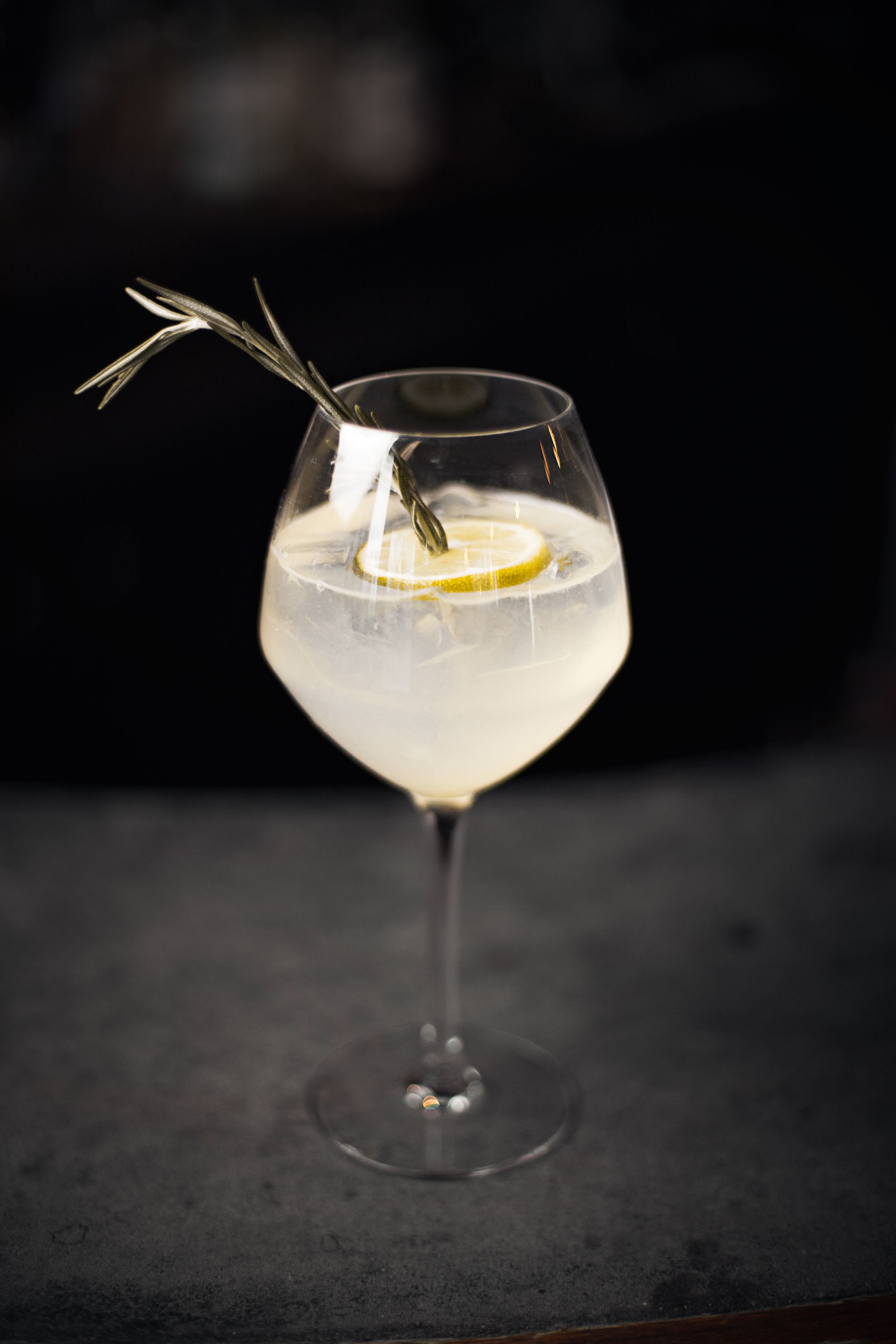 craft cocktail with rosemary